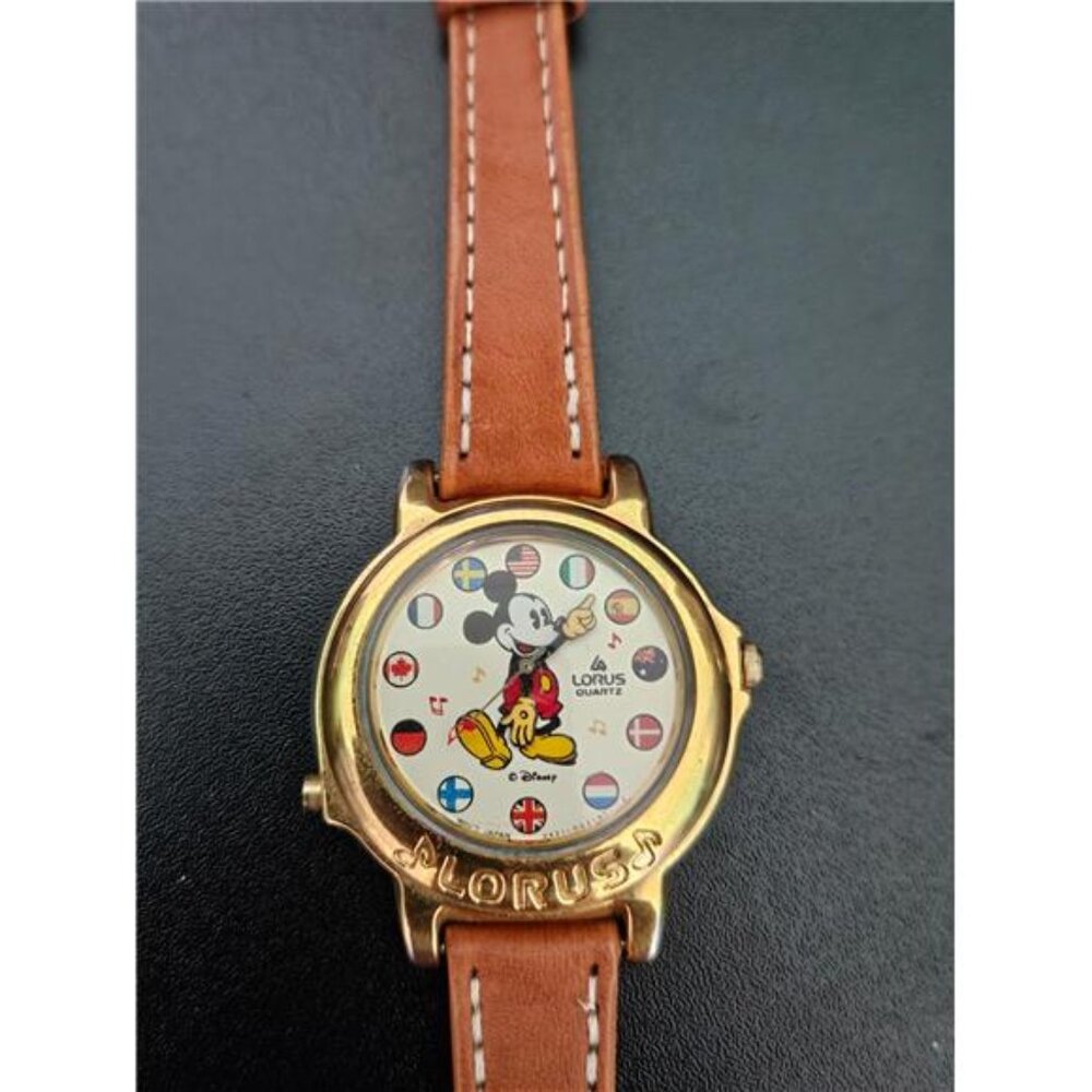 Loris Brand Mickey Mouse Watch With National Flags - Battery Needed